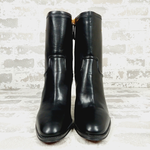 NEW Franco Sarto Womens Informa Whit Black Leather Block Heel Ankle Boots O573 - Picture 4 of 13